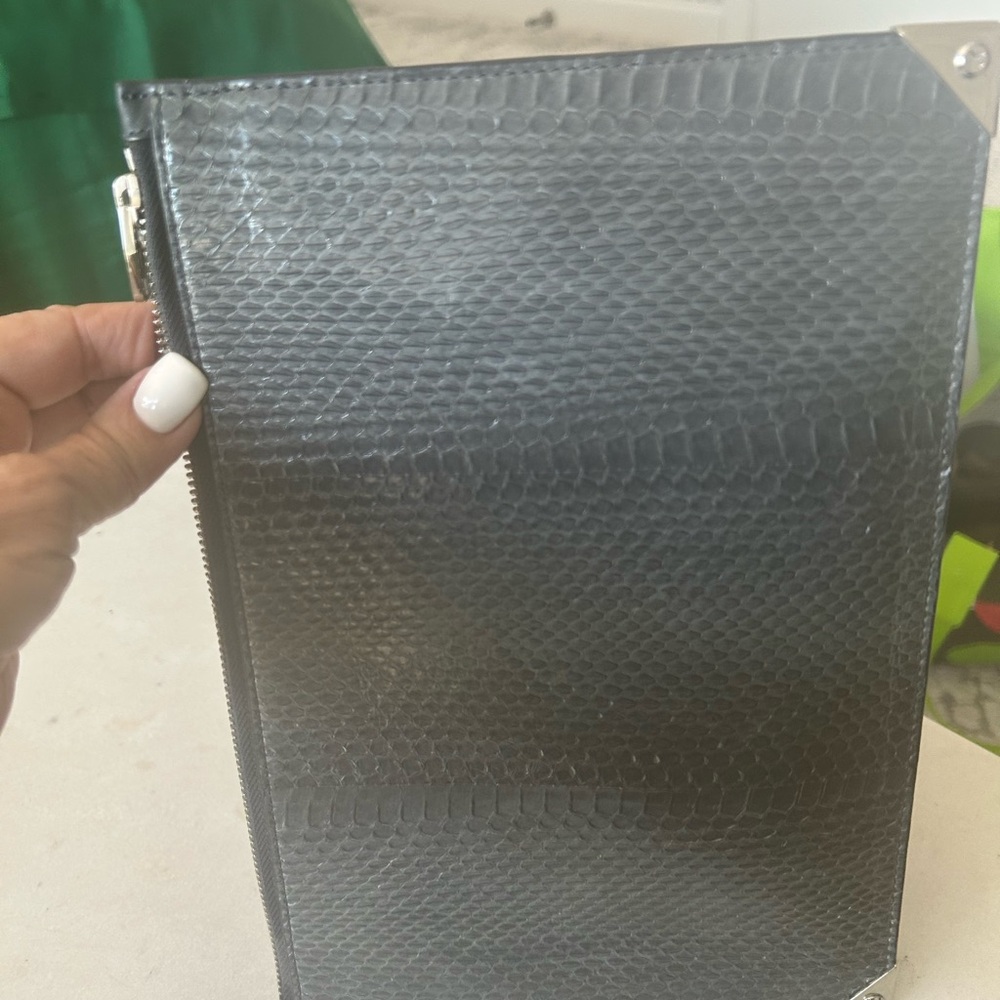 Denim blue ALEXANDER  WANG  snakeskin  leather  clutch
